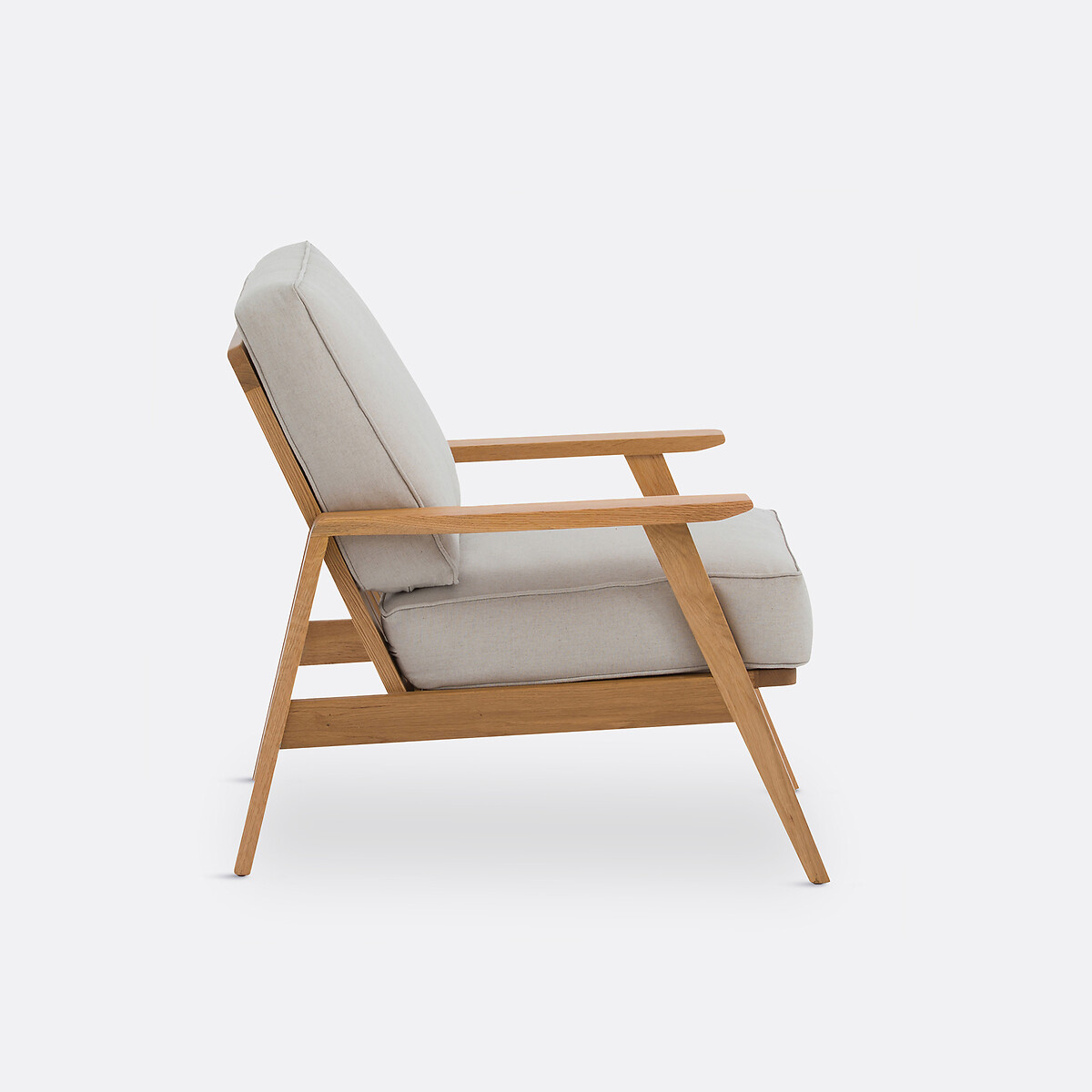 Sillón vintage de roble y algodón/lino, Linna lino natural, LA REDOUTE INTERIEURS