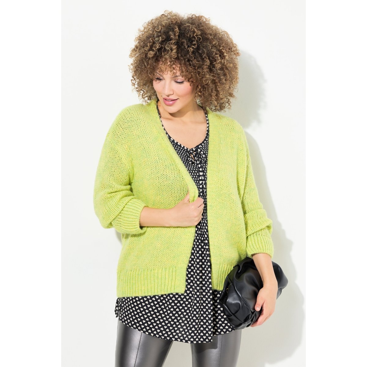 Cardigan ouvert, coupe courte et oversize vert clair, ULLA POPKEN