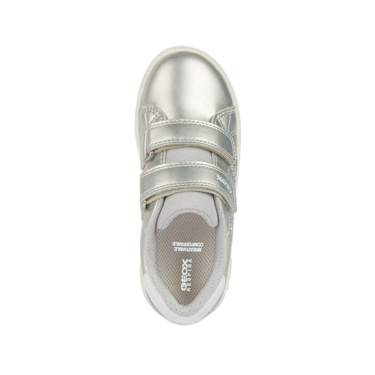Kids Eclyper Breathable Trainers with Touch 'n' Close Fastening silver-coloured, GEOX