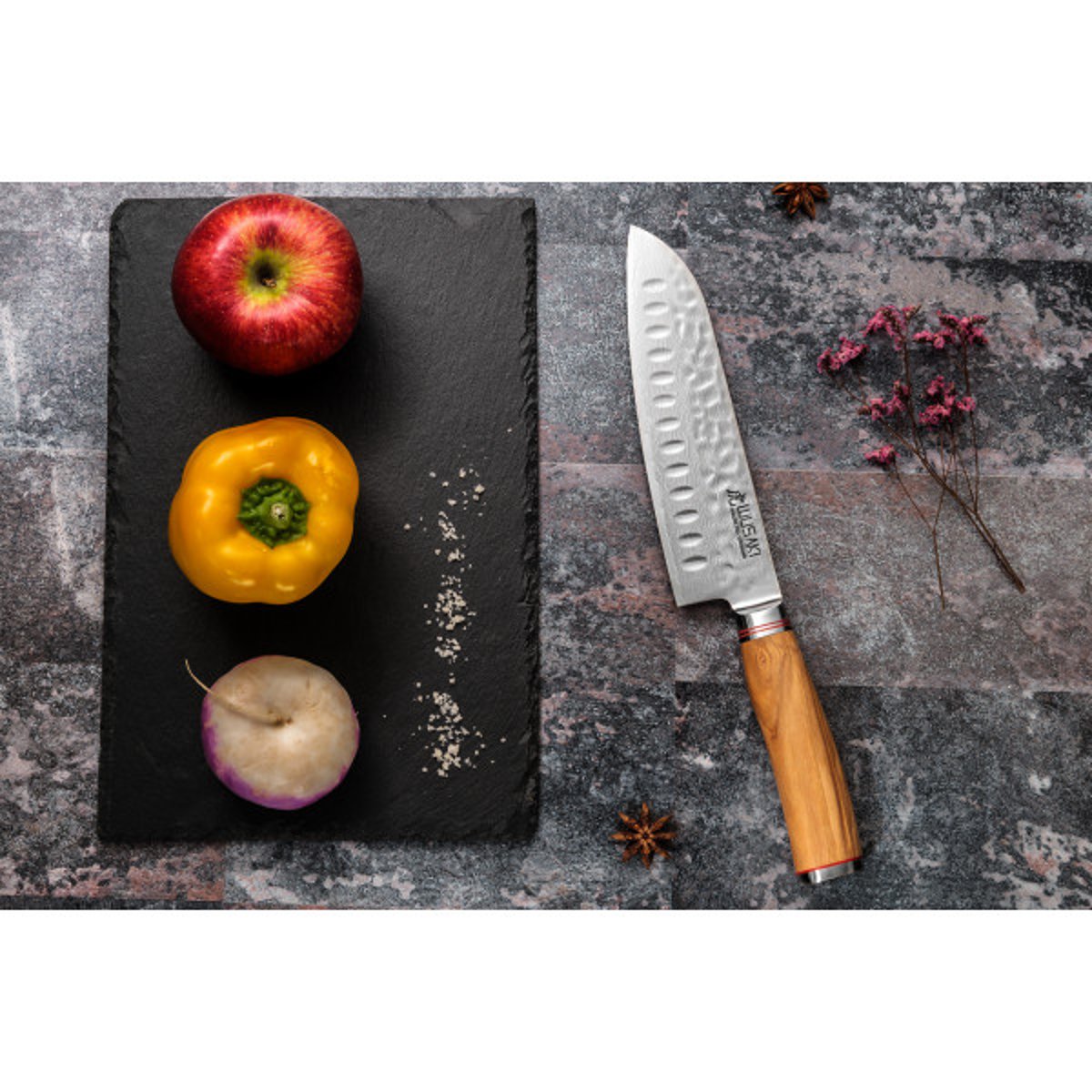 2 couteaux de cuisine Damas 10Cr en coffret élégant noir v002237, WUSAKI