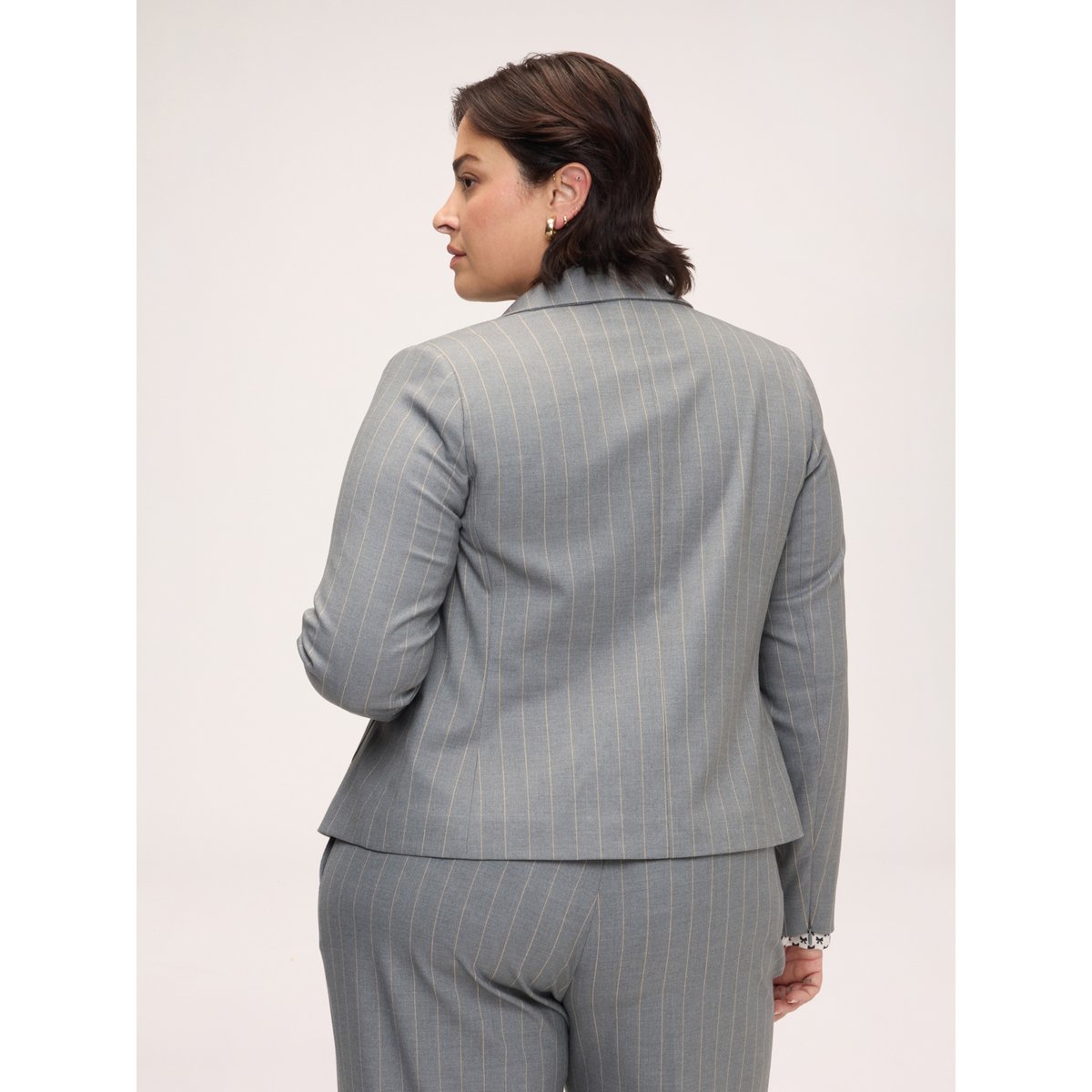 Blazer à rayures avec boutons dorés gris, FIORELLA RUBINO