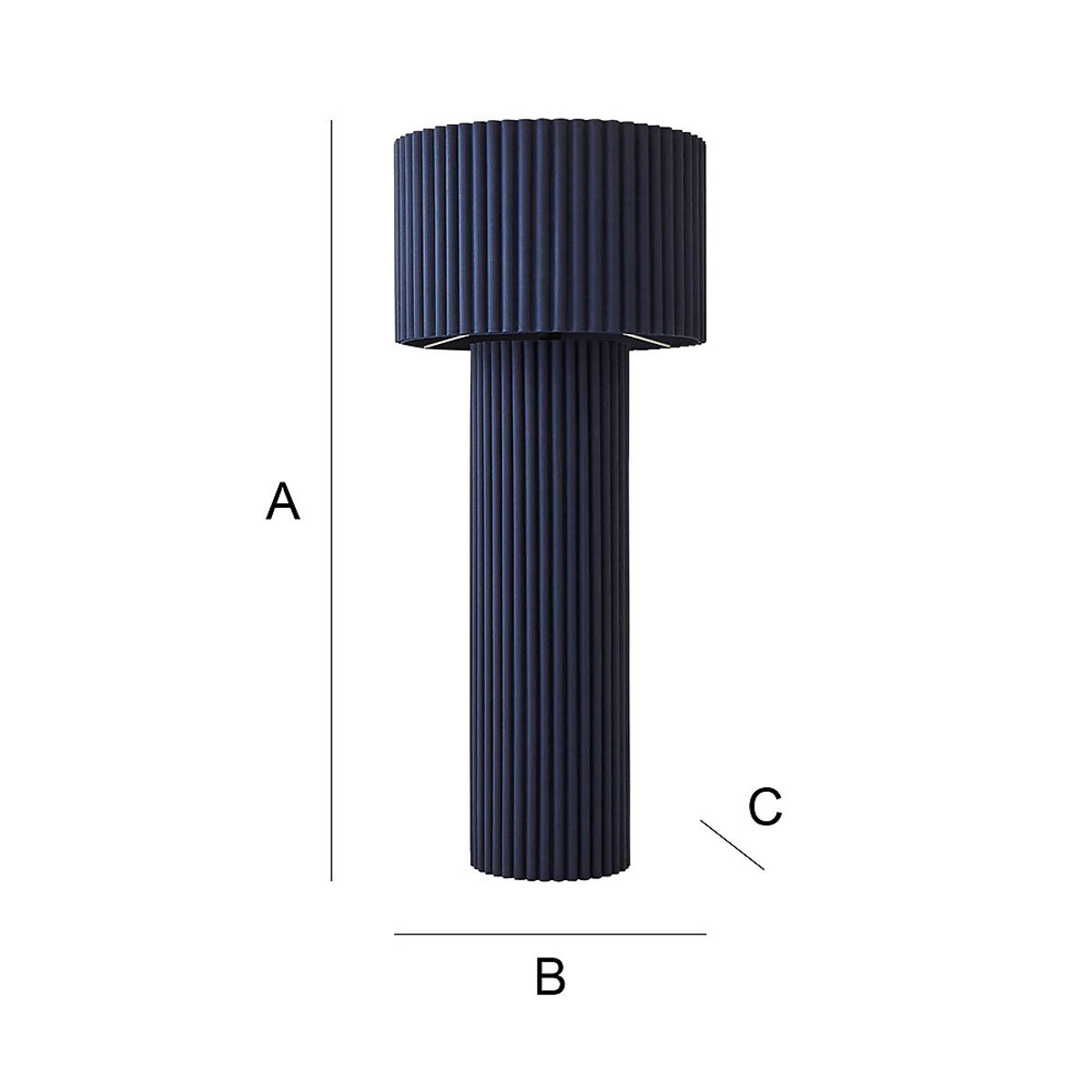 Lucinda Colour Drench Ribbed Full Fabric Midi Floor Lamp blue, SO'HOME