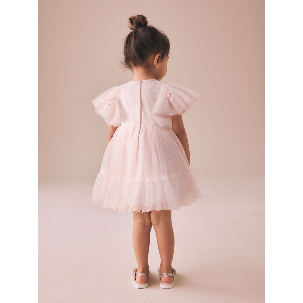 Robe brodée en mesh grandes occasions rose pastel, NEXT