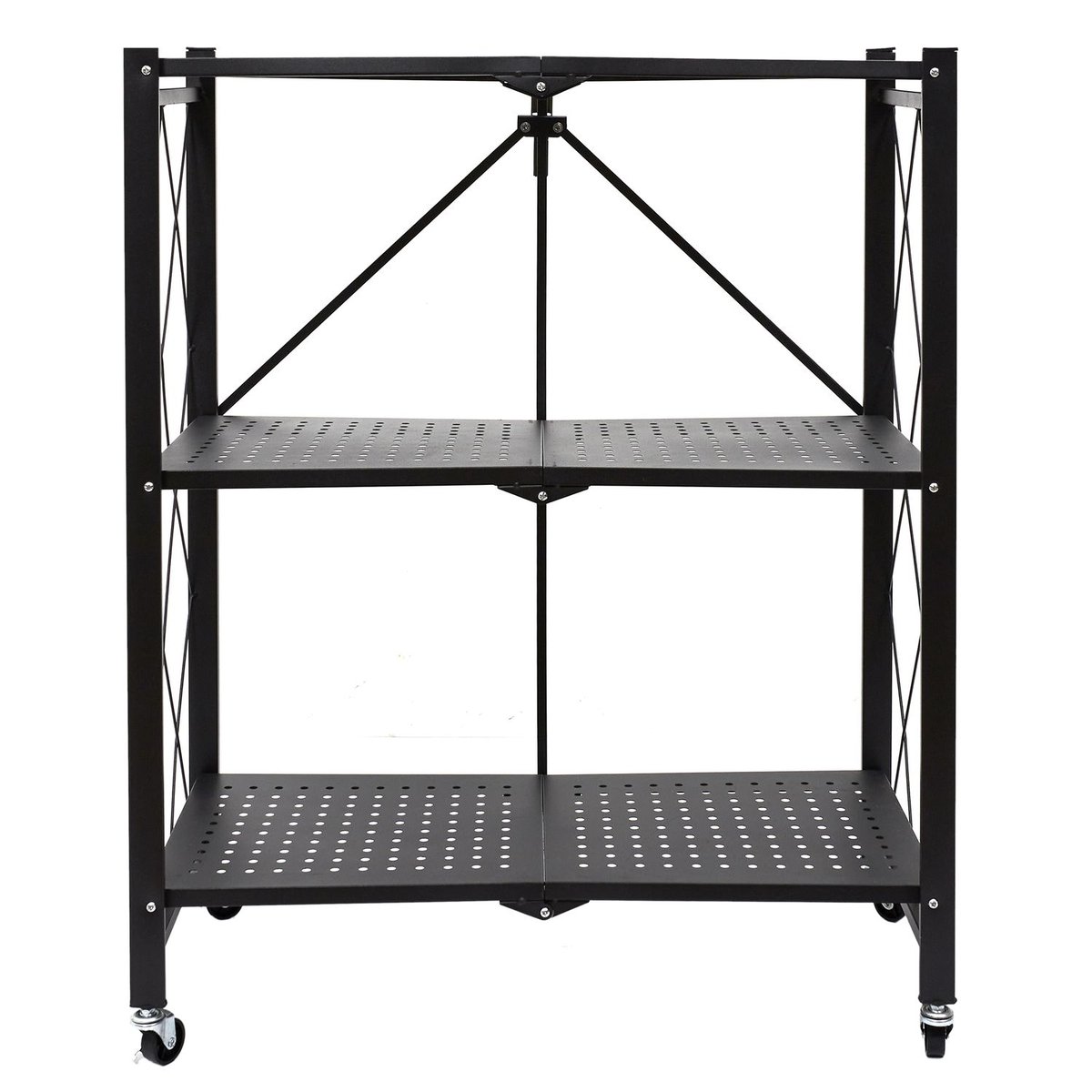 Etagère pliable 3 niveaux en fer et Polypropylène noir, TOILINUX