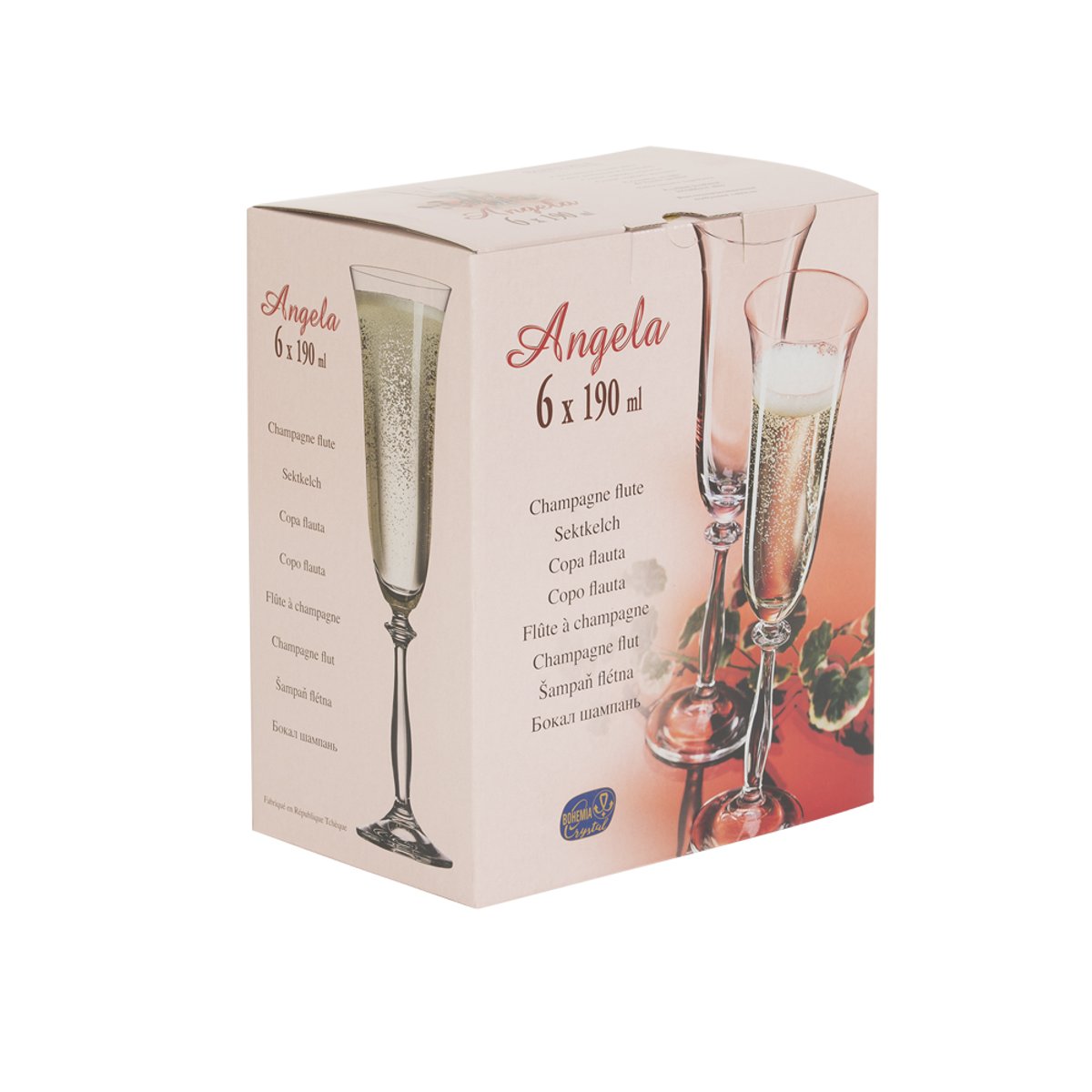 Boîte de 6 flûtes Angela filet or 19 cl transparent / cristal, TABLE PASSION