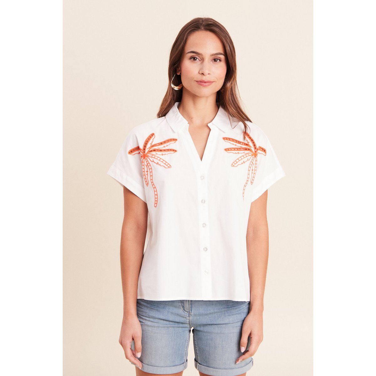 Chemise col chemise manches courtes blanc, BREAL