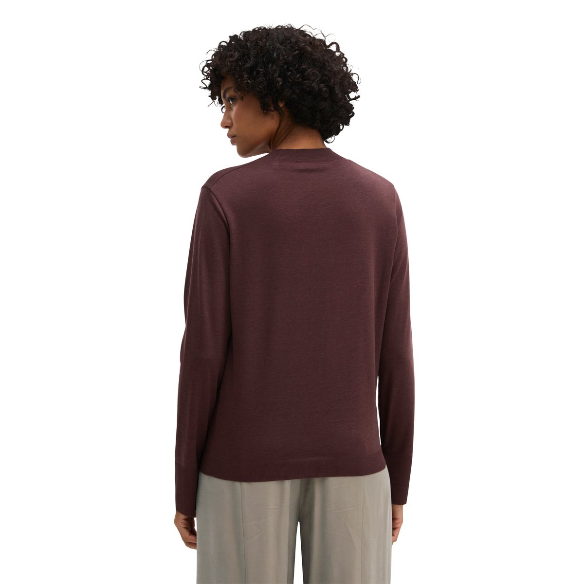 T-shirt long de luxe relaxed en mélange de TENCEL™ Lyocell et de coton rouge, MARC O'POLO