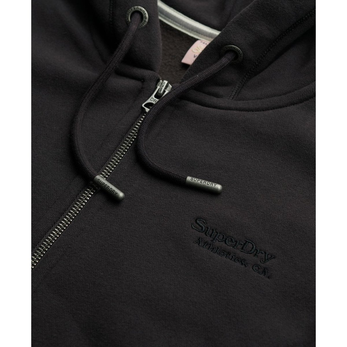 Sweat à capuche zippé Athletic Essentials Logo noir bison, SUPERDRY