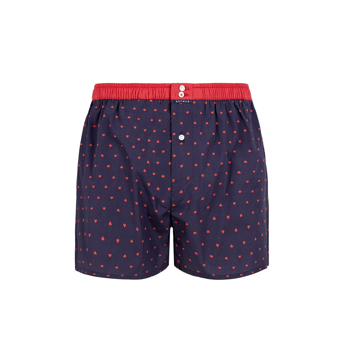 Caleçon avec suspensoir homme en coton Marine à cœur rouge marine, ARTHUR