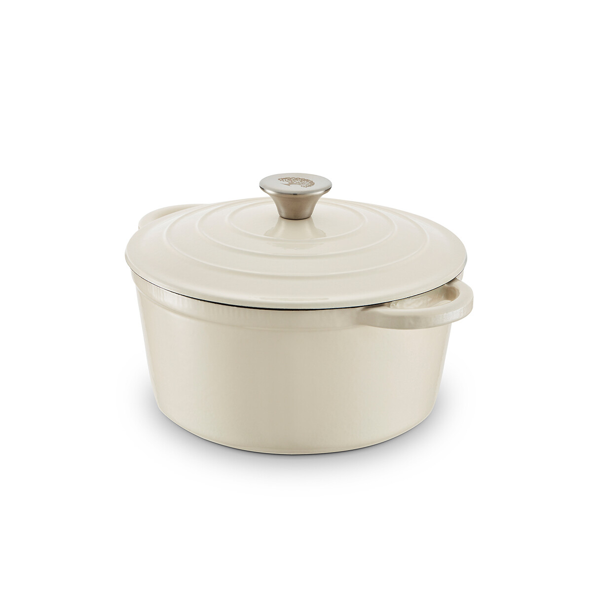 24cm Round Cast Iron Casserole Dish cream, BARBARY & OAK