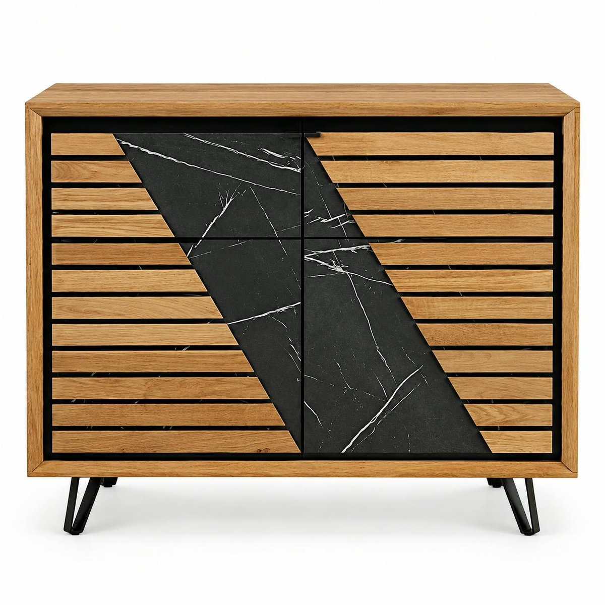 Petit buffet design en bois de chêne finition miel ESSEN chêne miel, PIER IMPORT