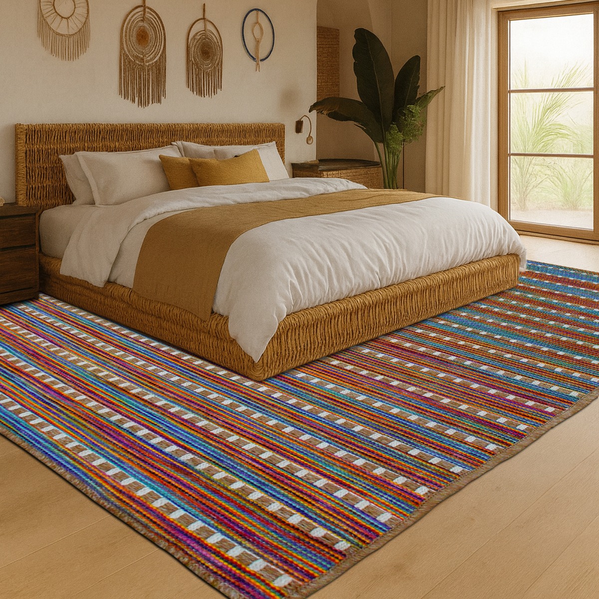 Tapis salon aspect jute salon JUTA LOOK beige multicolore, THE DECO FACTORY