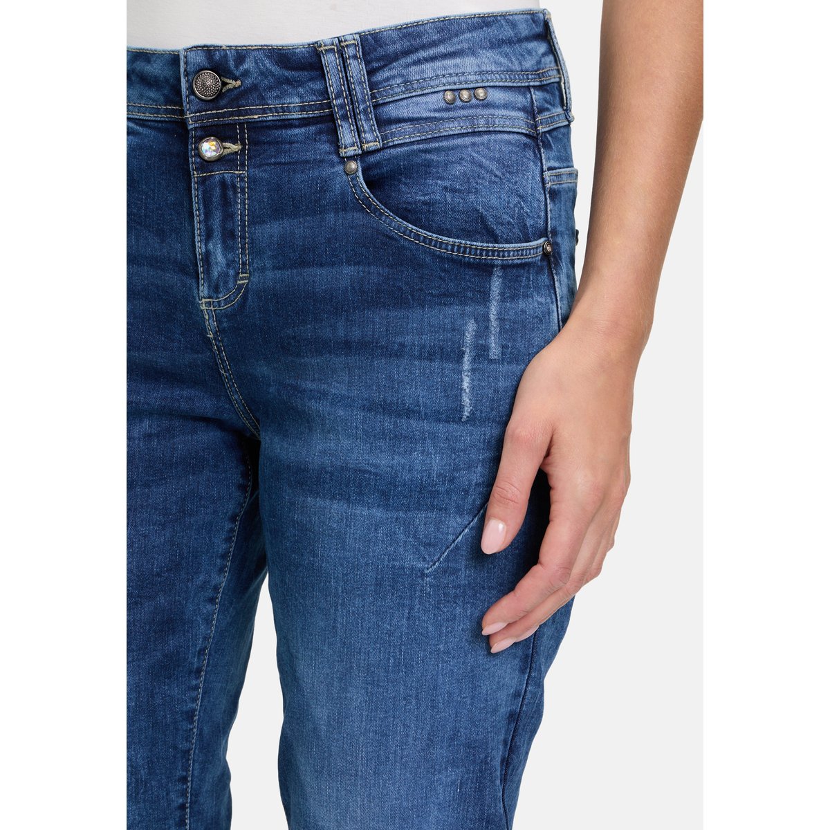 Pantalon Boyfriend à rivets bleu, CARTOON