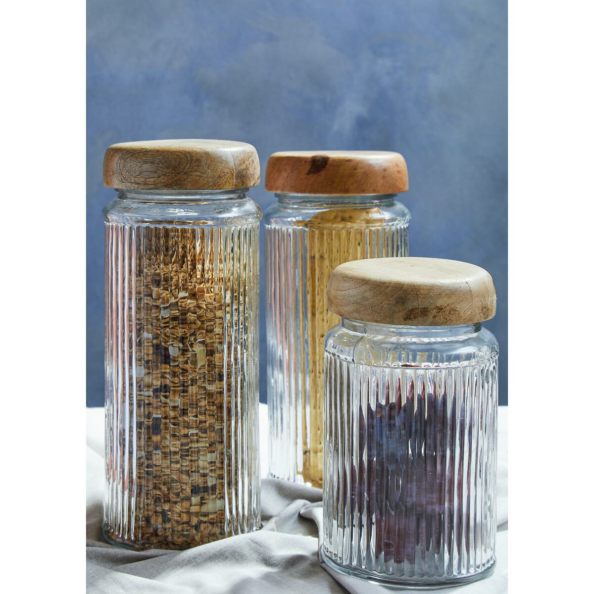 Medium Glass Storage Jar with Mango Wood Lid brown, SO'HOME