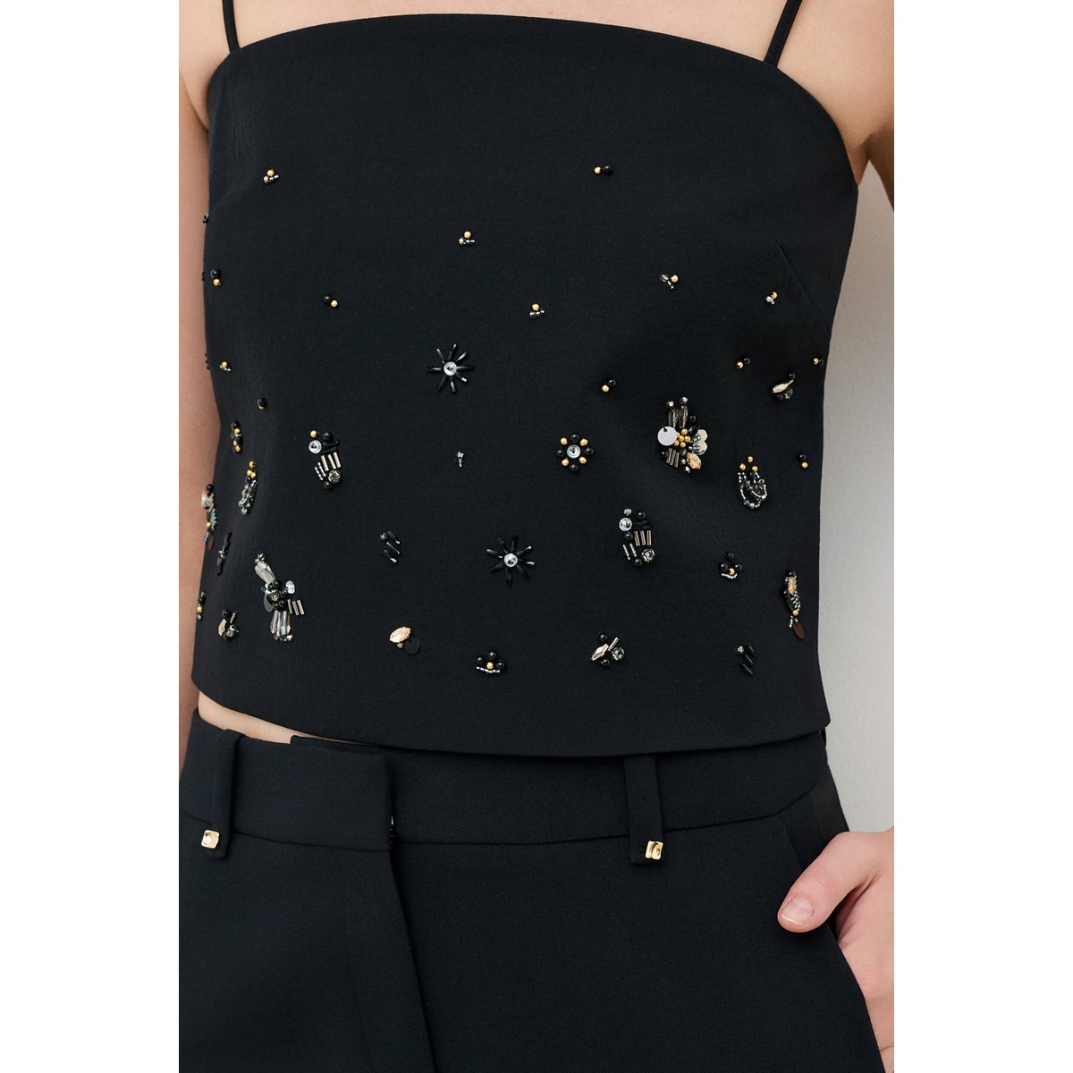 Pantalon droit moderne PSMOCK noir, CAROLL