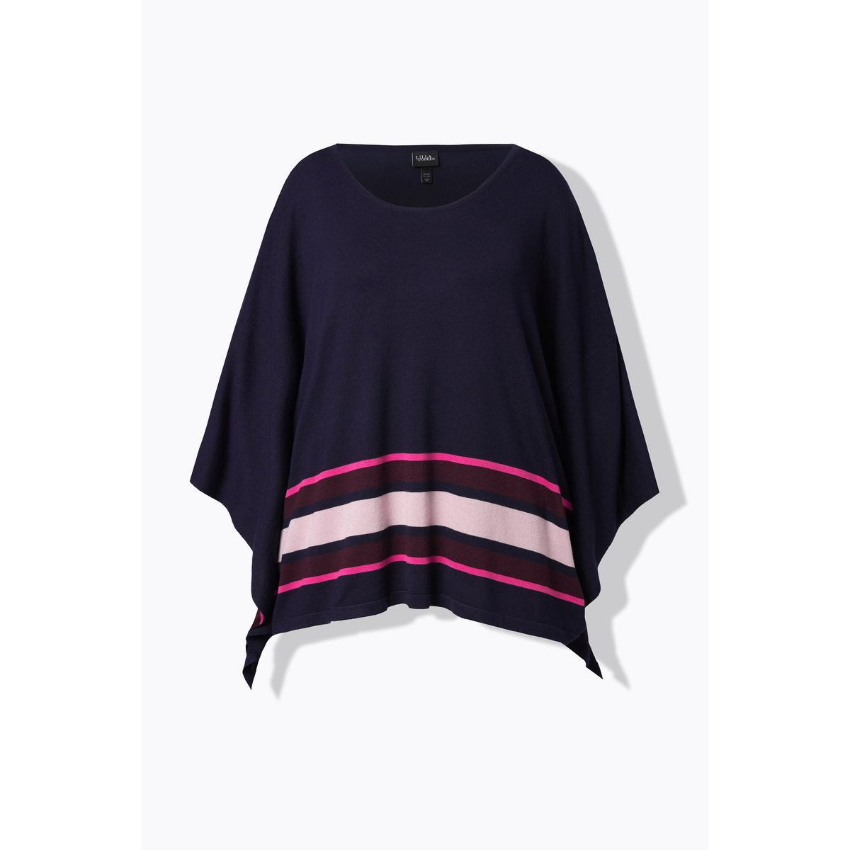 Cape en maille oversize, rayures à la base marine, ULLA POPKEN
