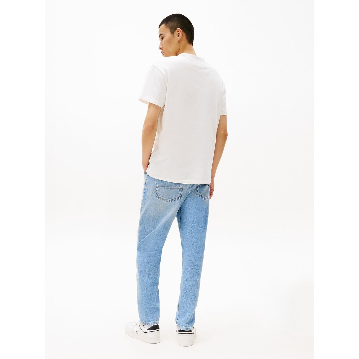 T-shirt girocollo con logo ecru , TOMMY JEANS