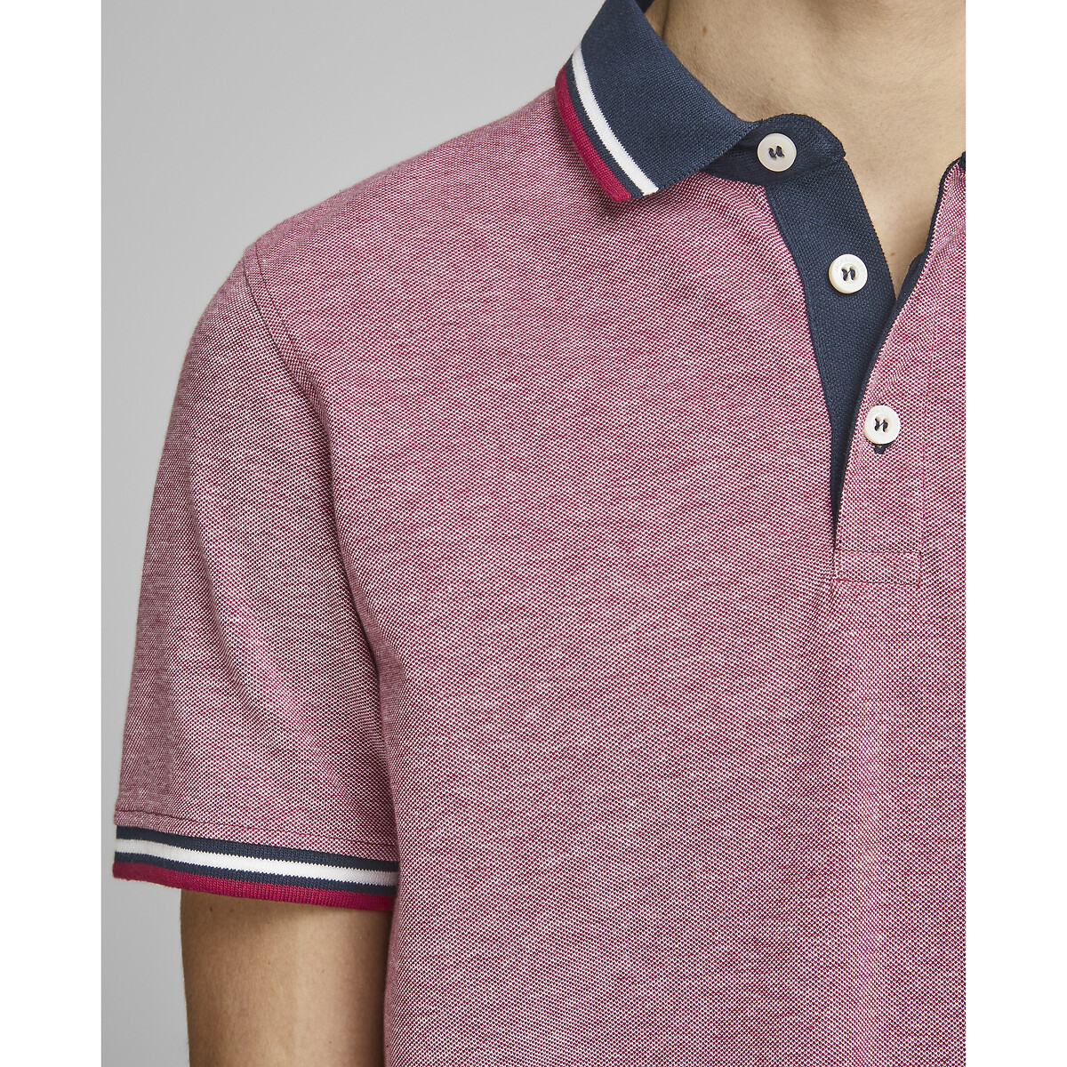 Polo manches courtes en maille piquée rouge, JACK & JONES