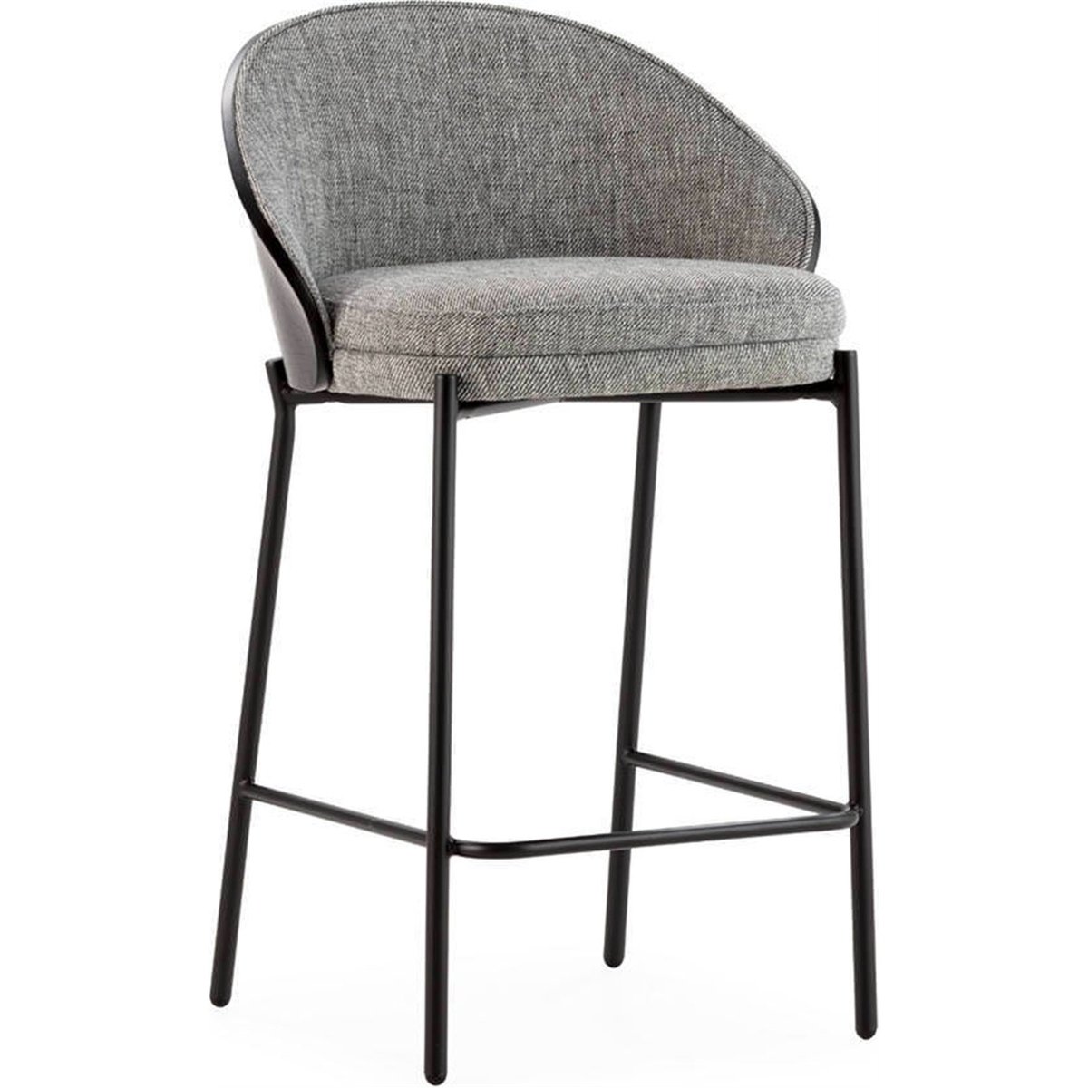 Tabouret haut en métal et frêne gris et noir, RECOLLECTION