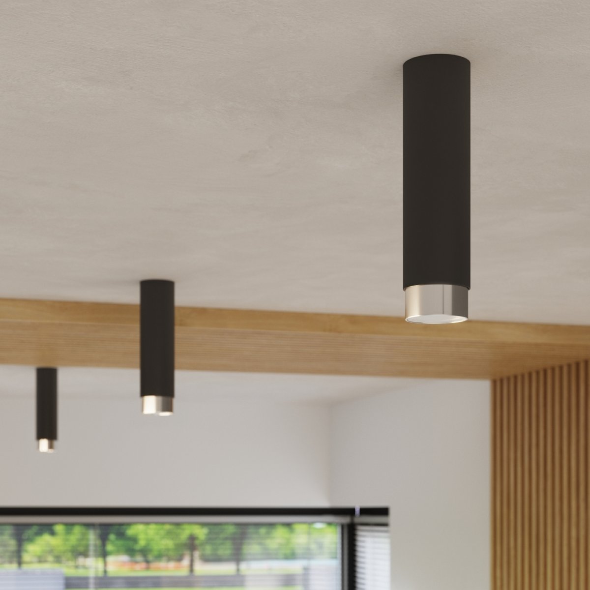 Plafonnier Acier Noir/Chromé GU10 1 Nero 12.5 noir, EDEN
