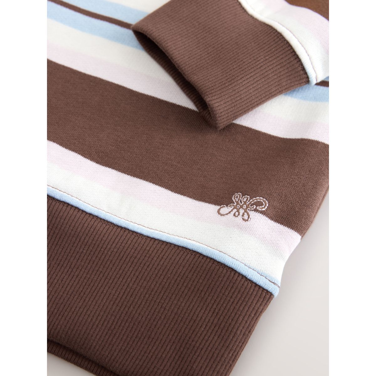 Sweat ras du cou à rayures marron chocolat/bleu/rose, NEXT