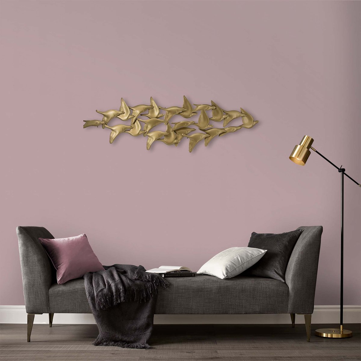 Objet décoratif oiseaux en vol ocre doré, ART FOR THE HOME