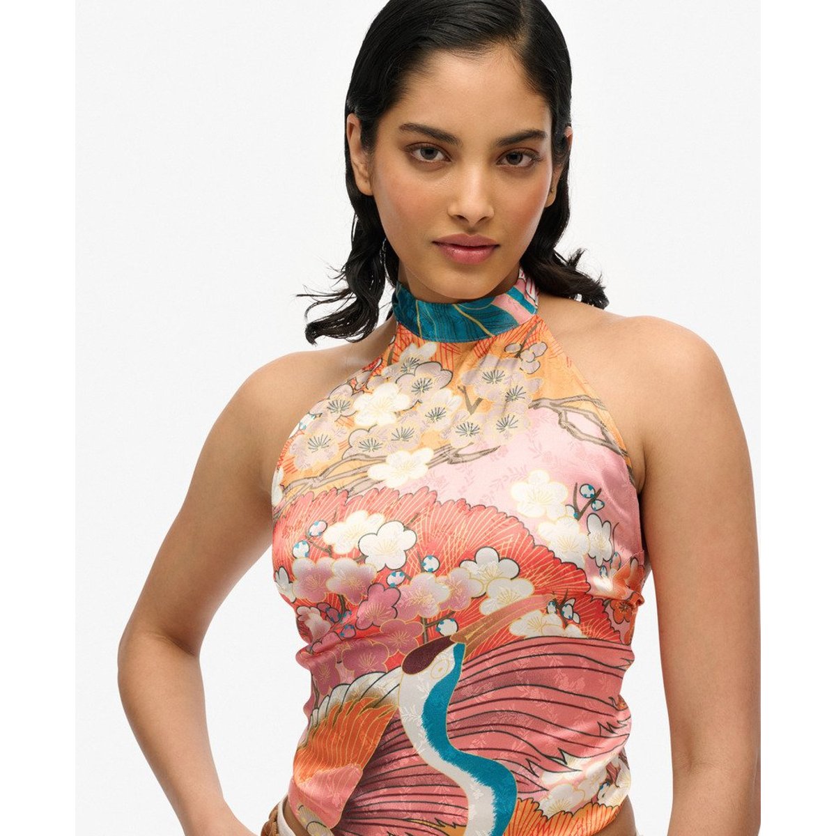 Haut à dos nu en jacquard corail kam, SUPERDRY