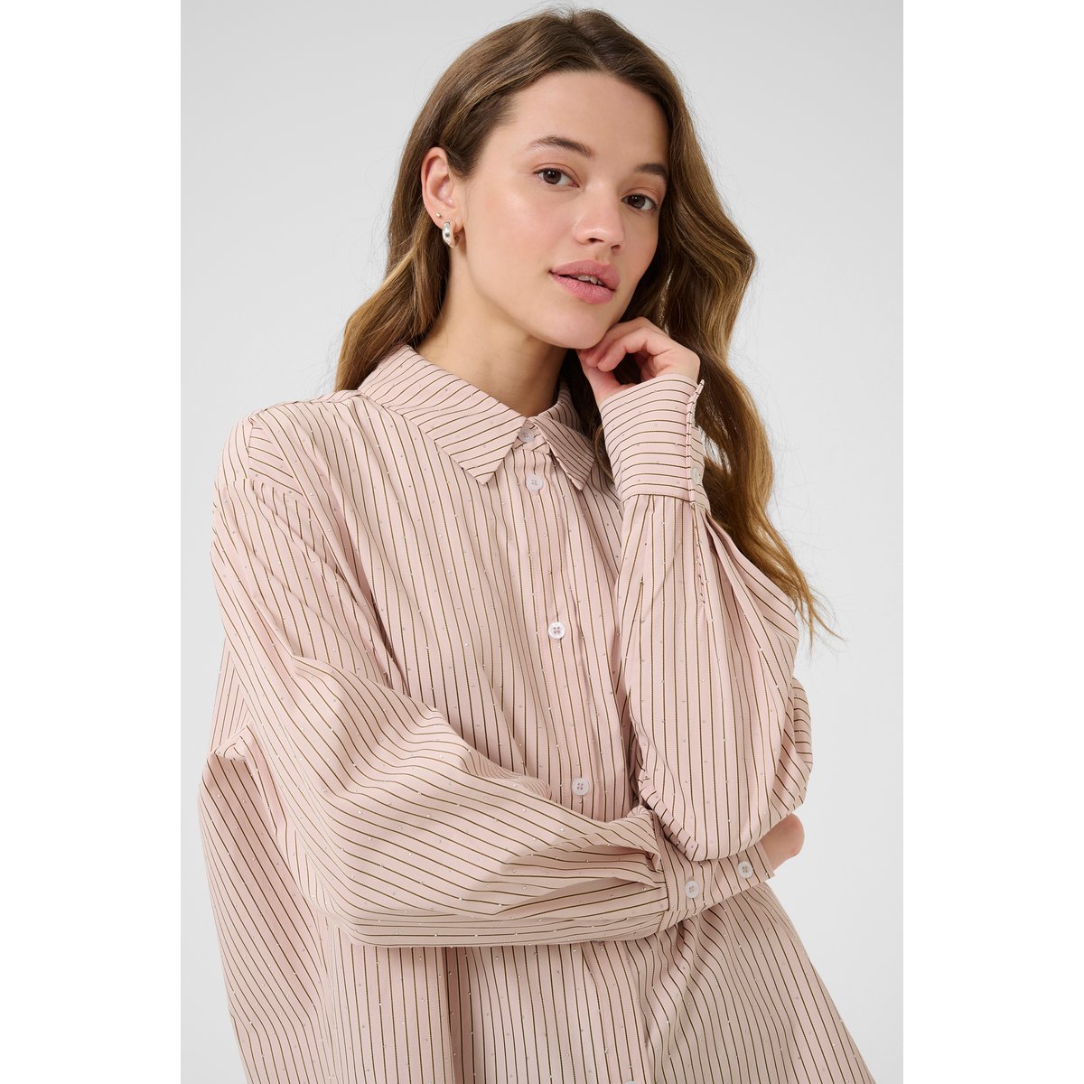 Chemise à manches longues rose lotus stripe, KAFFE
