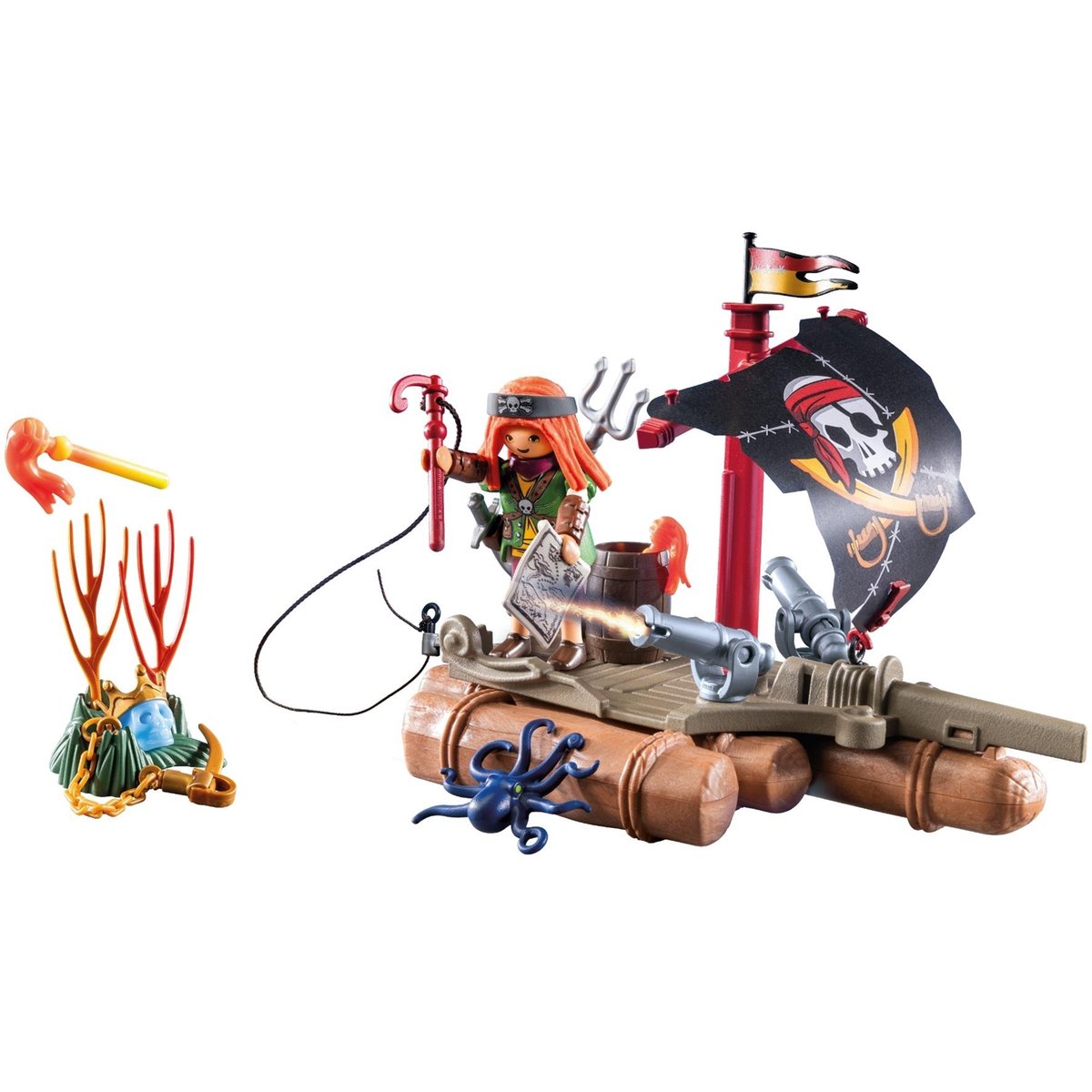 avec radeau flottant, canons et trésor multicolore, PLAYMOBIL