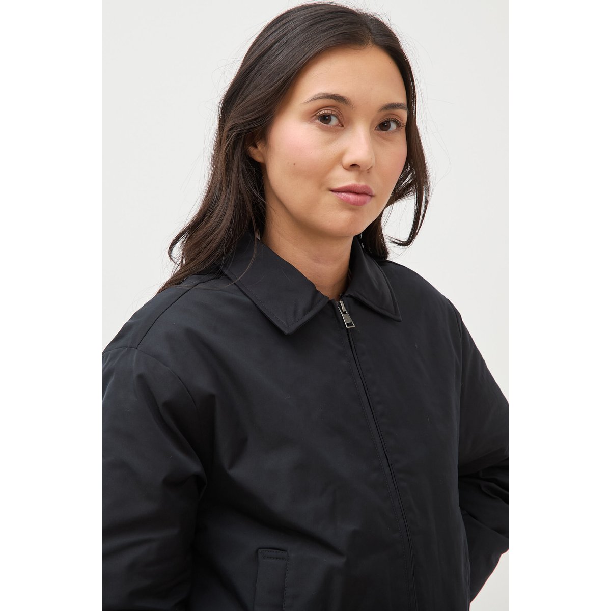 Blouson ample court col classique noir, BONOBO