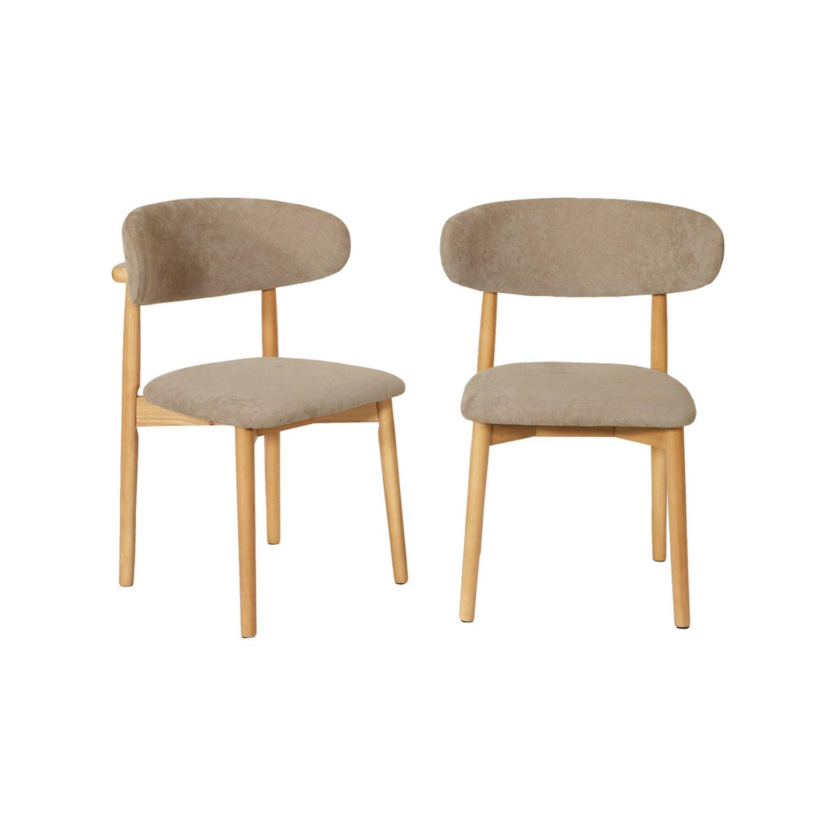 Chaise bois d'hévéa naturel et tissu chenille (lot de 2) PAOLA naturel, SWEEEK