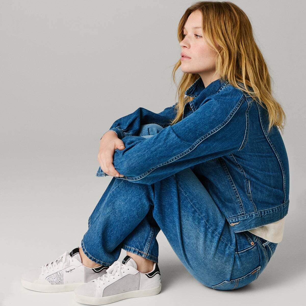 Lane - Baskets En Cuir Avec Détails Pailletés argent, PEPE JEANS
