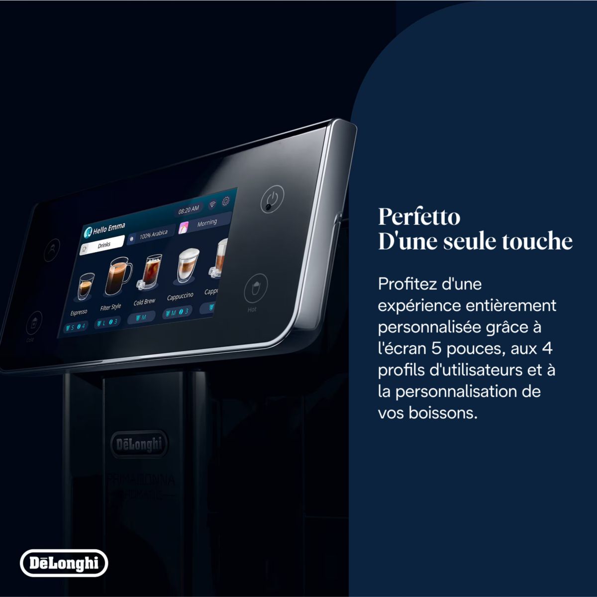 Expresso Broyeur Primadonna Aromatic ECAM630.55.SSM couleur unique, DELONGHI
