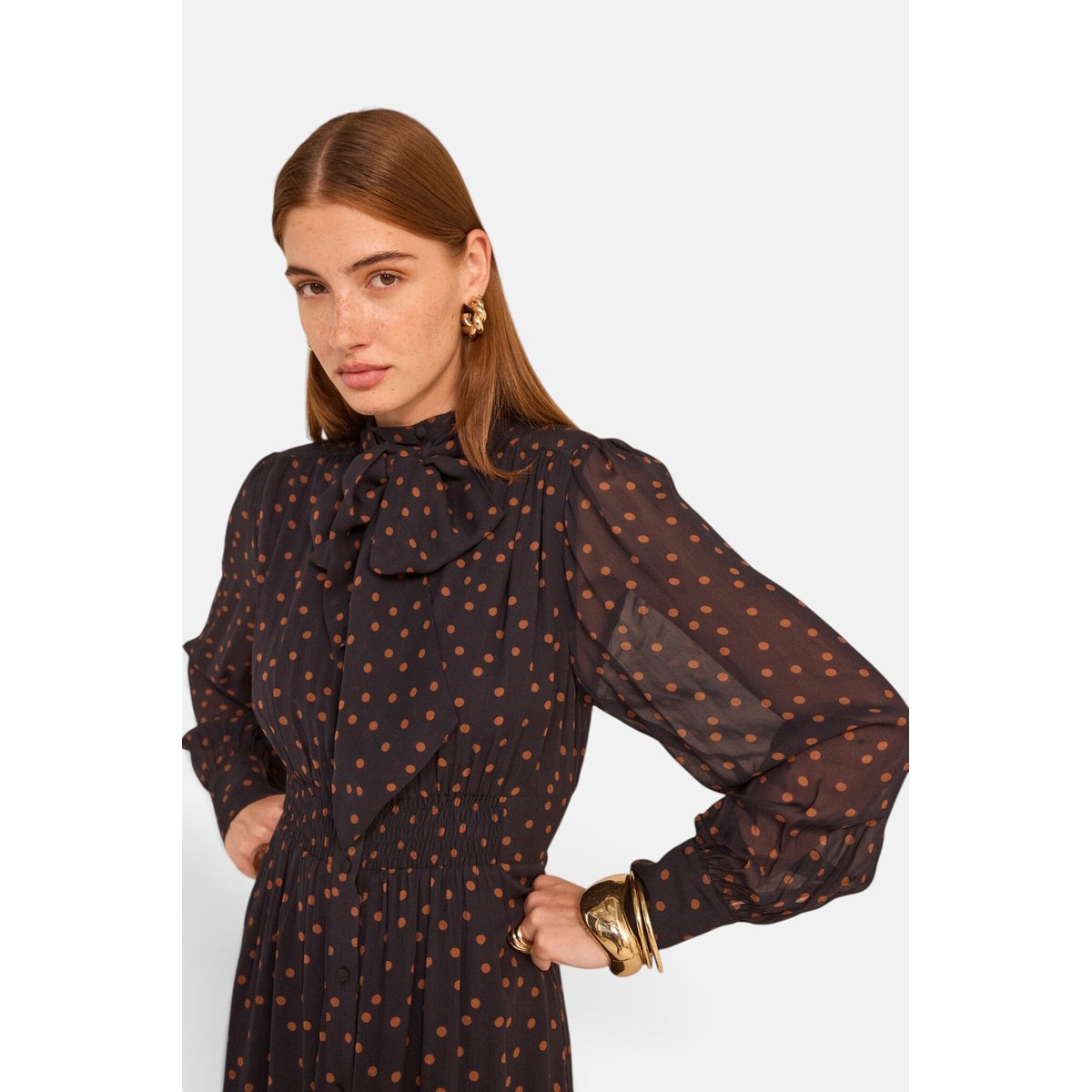 Robe à pois fluide PRISCA marine, Maison 123