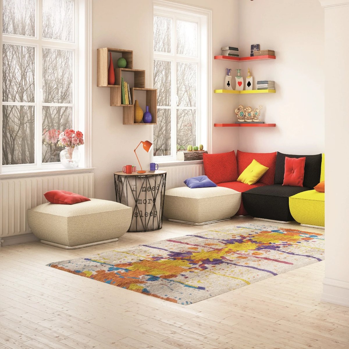 Lampe design en métal industriel orange, ALUMINOR