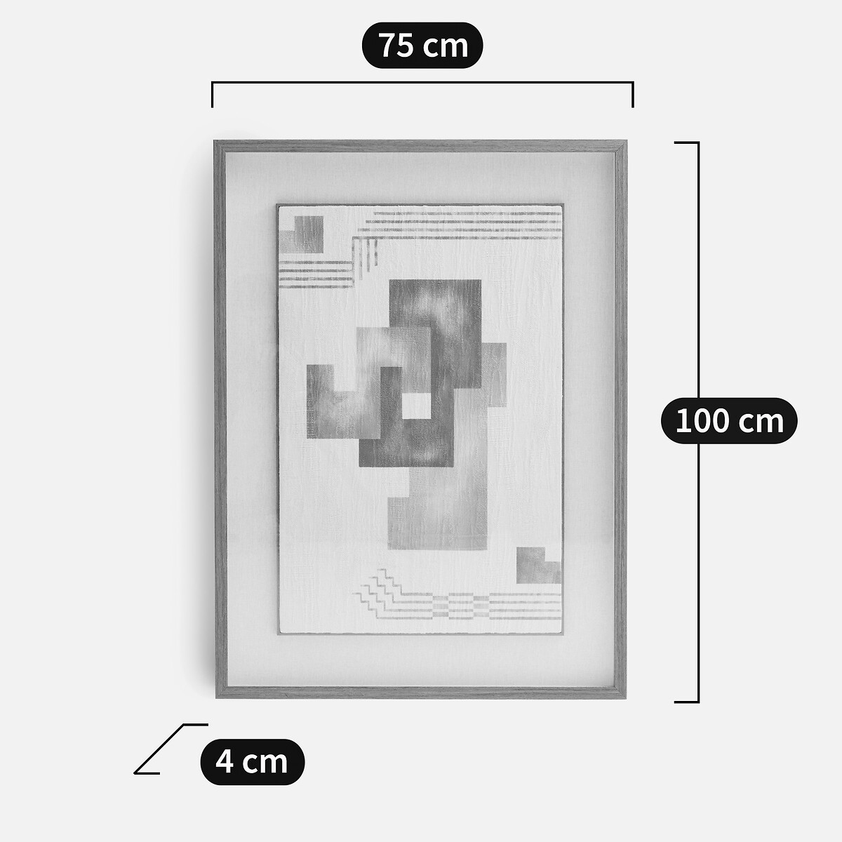 Quadro con stampa geometrica su tela, ADRIANO bordeaux / noce, AM.PM