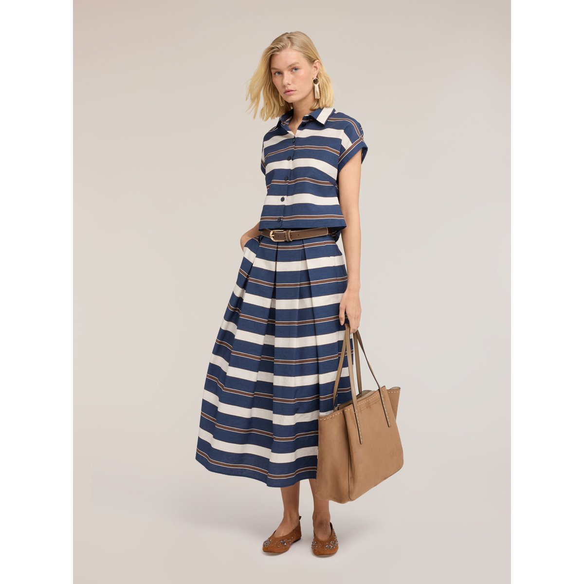 Chemise boxy à rayures bleu, MOTIVI