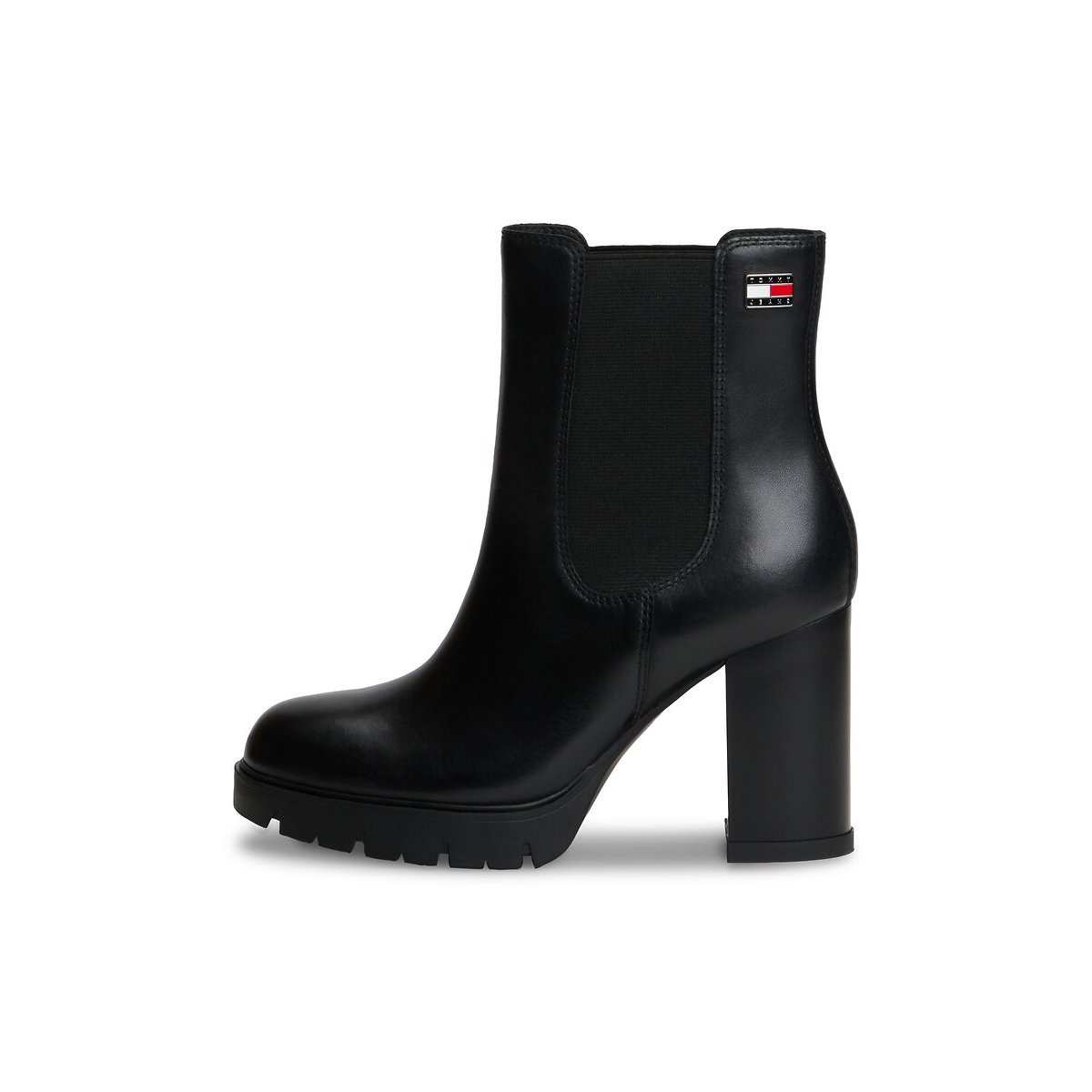 Stivaletti in pelle con tacco alto nero , TOMMY HILFIGER