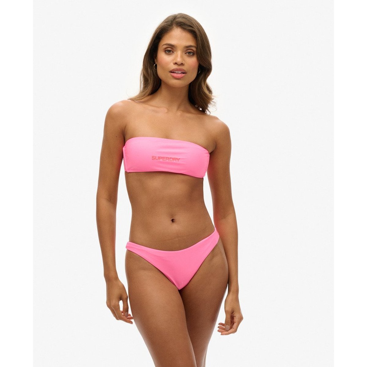 Haut de bikini bandeau à logo rose paparazzi, SUPERDRY