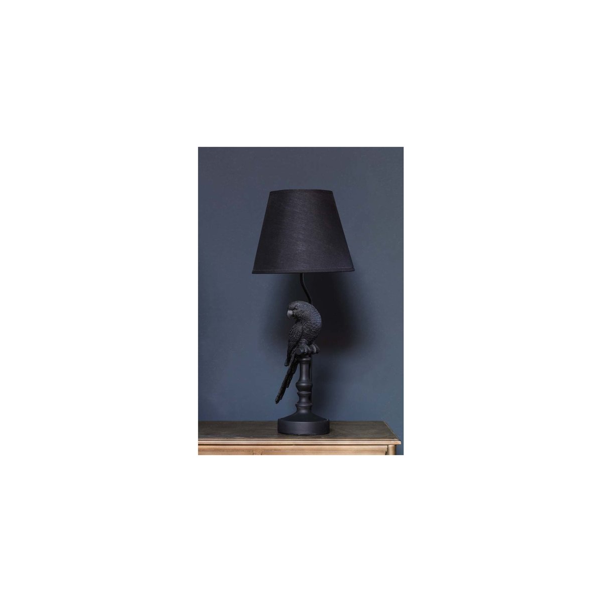 Lampe à Poser Noire Perroquet avec Abat-jour noir, WADIGA