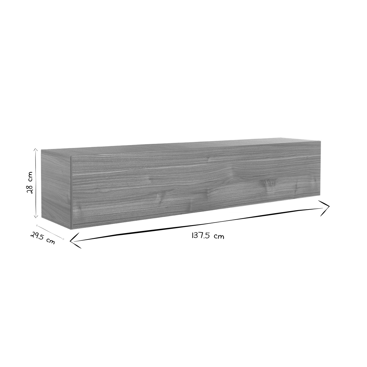 Élément mural TV horizontal L138 cm ETERNEL marron foncé, MILIBOO