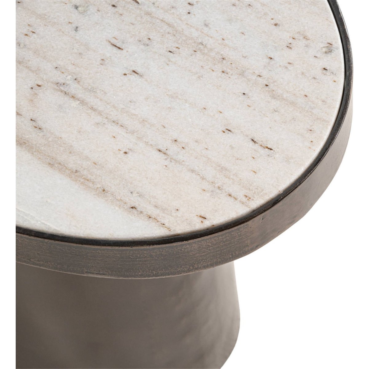 Table d'appoint ovale en marbre marron et marbre clair, RECOLLECTION