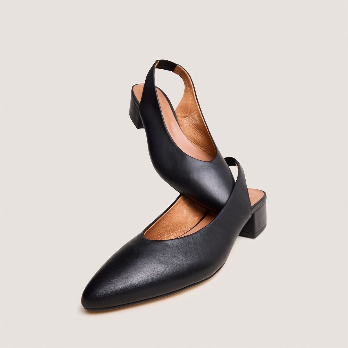 Ballerines slingback pointues en cuir, VINCE noir, JONAK