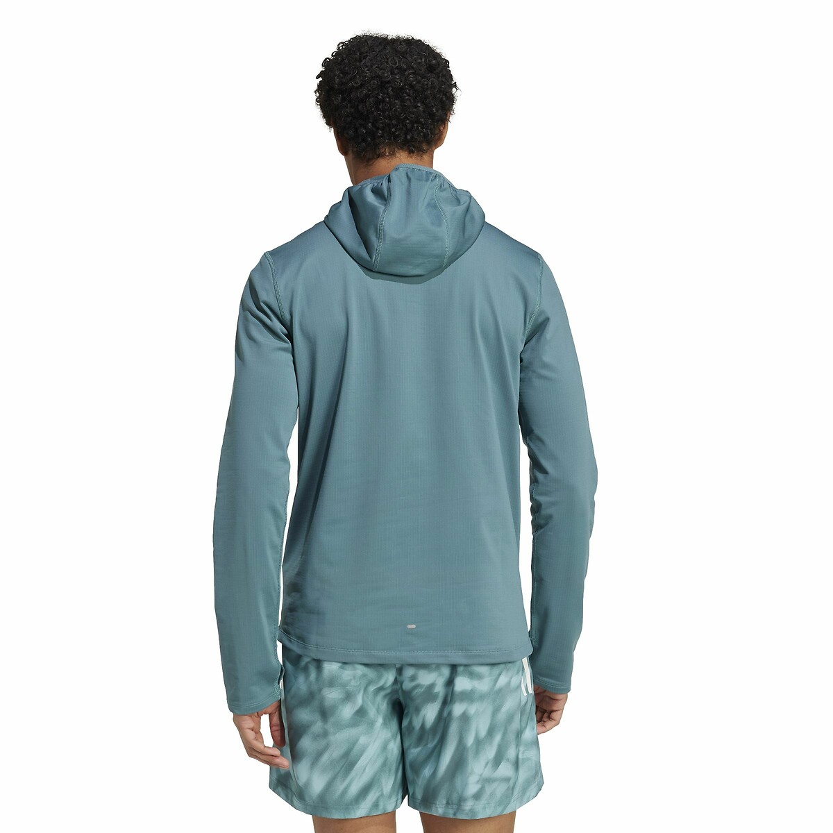 Felpa con cappuccio a mezza zip Own The Run verde, adidas Performance