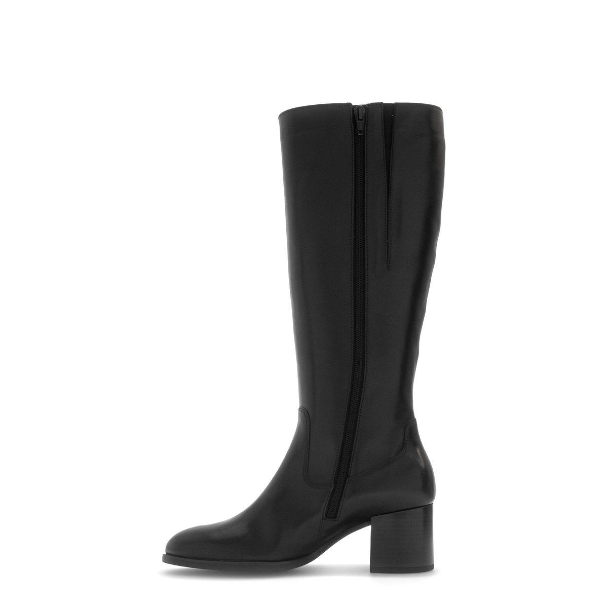 Bottes en cuir lisse à talon décroché noir lisse, GABOR