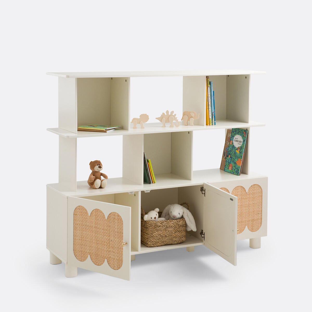 Ptilu Wood and Rattan Bookcase ecru , LA REDOUTE INTERIEURS