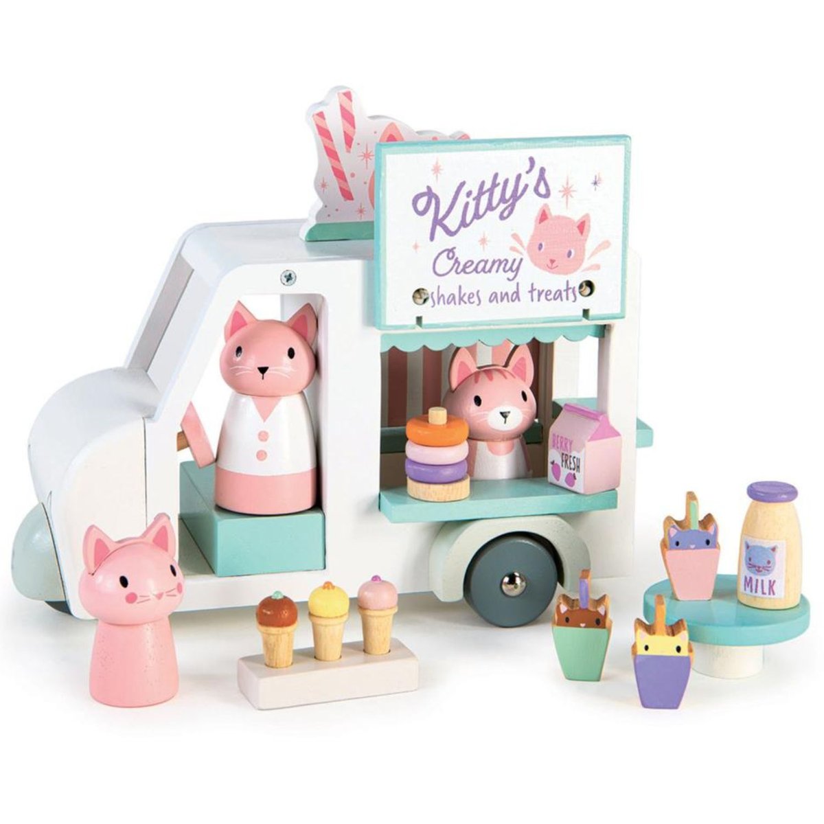 Camionnette à Milkshake Kitty blanc, rose, vert, TENDER LEAF TOYS