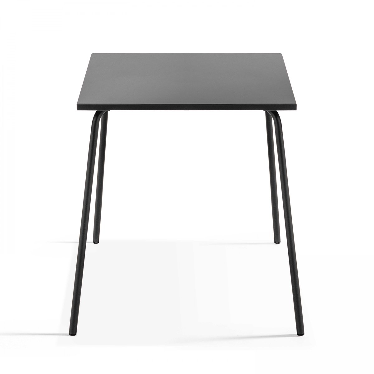 Salon de jardin table carrée et 4 chaises en métal, PALAVAS gris anthracite, OVIALA