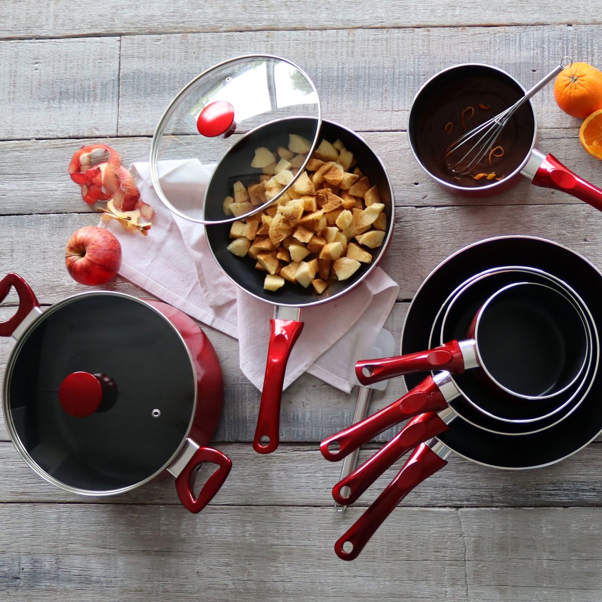 Sauteuse 24cm en aluminium, CERISE rouge, MENASTYL
