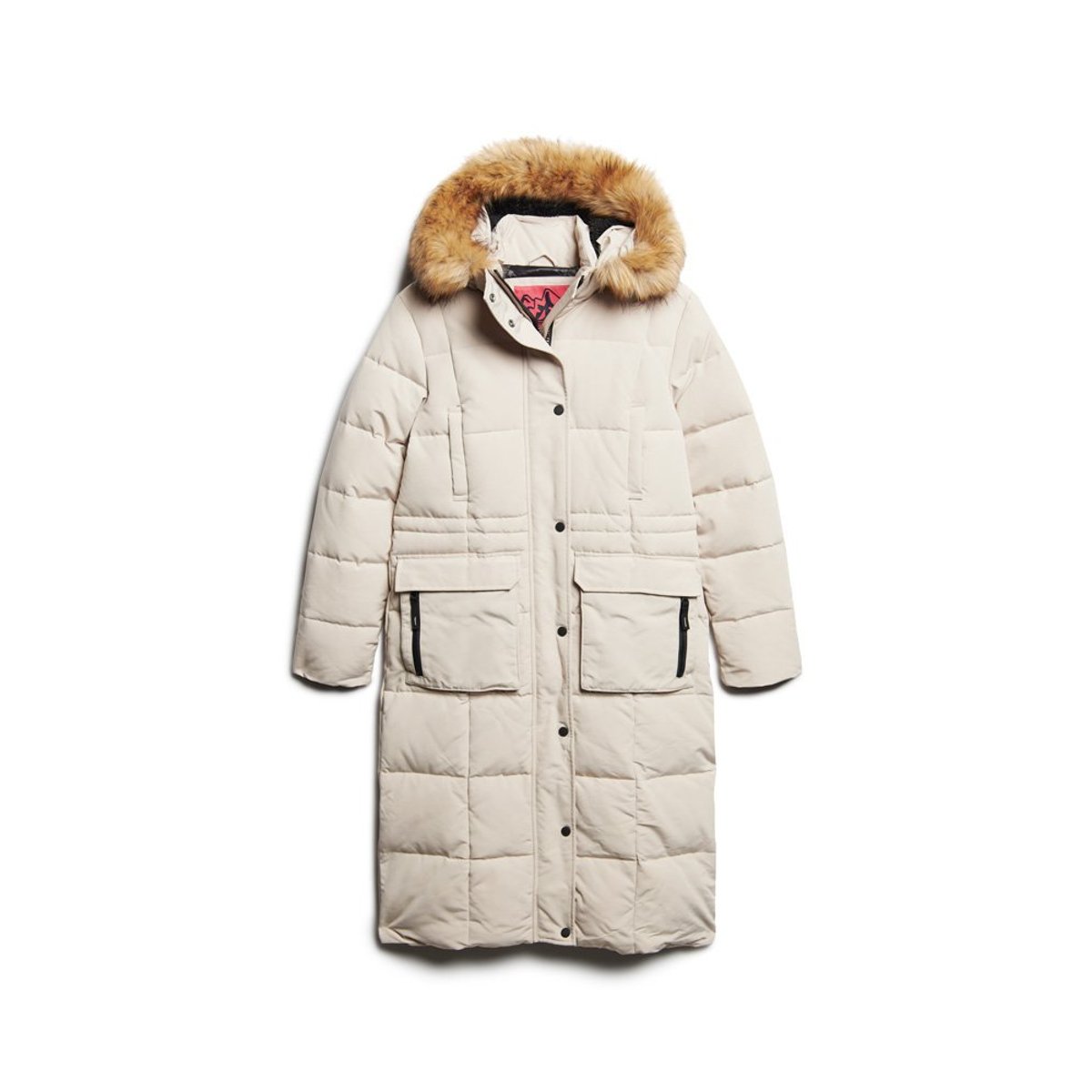 Manteau Everest Longline Puffer coupe ajustée gris château, SUPERDRY